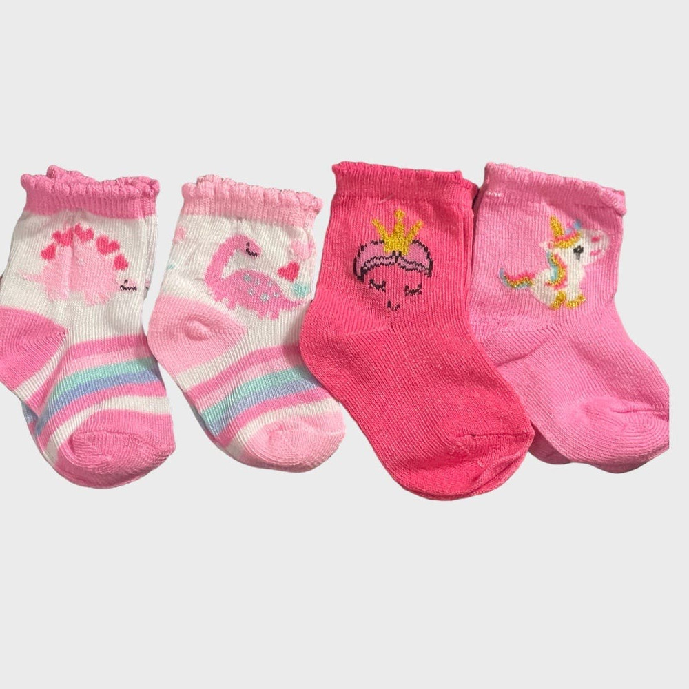 Baby  Socks Pink Dino , Unicorn, and Princess  size 6-12 months